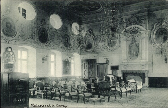 KP Höxter an der Weser, klasztor Corvey, Sala Cesarska, widok na historyczne wnętrze, zadaszona ściana...
