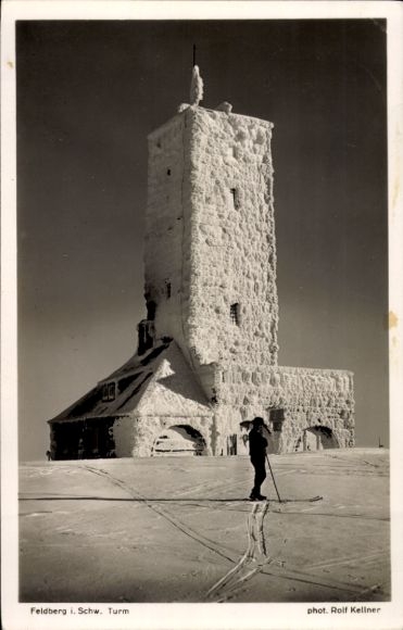Ak Feldberg im Schwarzwald, Turm im Rauhreif