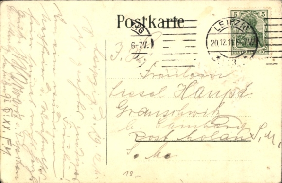 Studentika Postcard Leipzig, Corps Burgundia, coat of arms, RSC