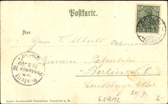 Chromo-Litho Bad Soden am Taunus Hessen, Kurhaus, parks, pump room, overall view