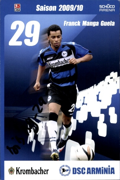 Autograph card footballer Franck Manga Guela, DSC Arminia Bielefeld, autograph