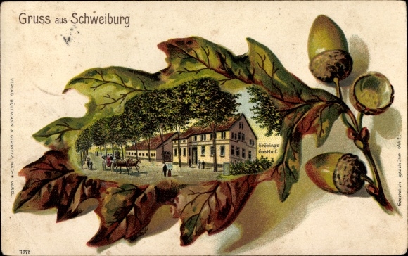 Embossed oak leaf litho Schweiburg Jade in Oldenburg, inn