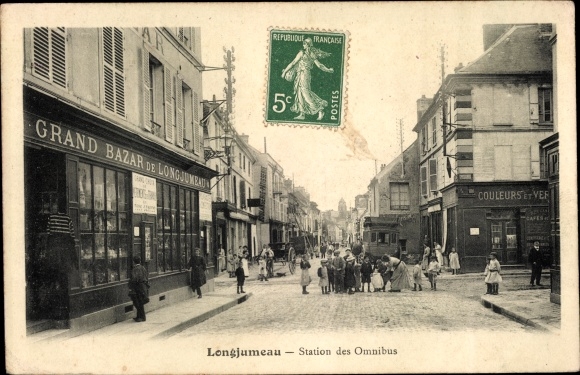 Postcard Longjumeau Essonne, Omnibus Station, Grand Bazaar