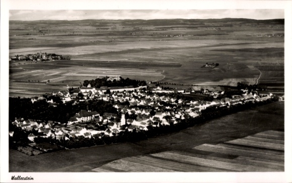 Postcard Wallerstein in Schwaben, Princely Castle, aerial photograph