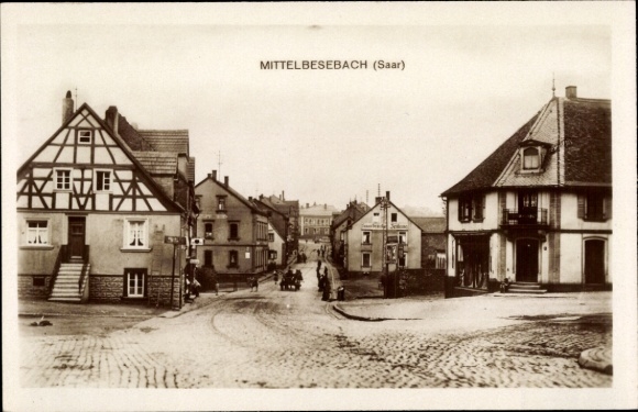 Postcard Mittelbesebach Bexbach in Saarland, street section in the village