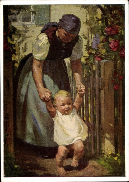 Artist PC Heymann, Richard, The first steps, mother with toddler, HDK 141