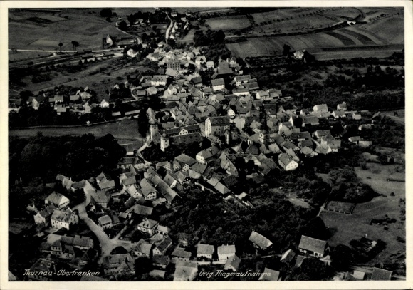 Postcard Thurnau in the Franconian Switzerland Bavaria, aerial photograph of the place