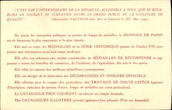 Postcard Paris VI, Monnaie de Paris, Quai de Conti, State Mint, Commemorative Coin
