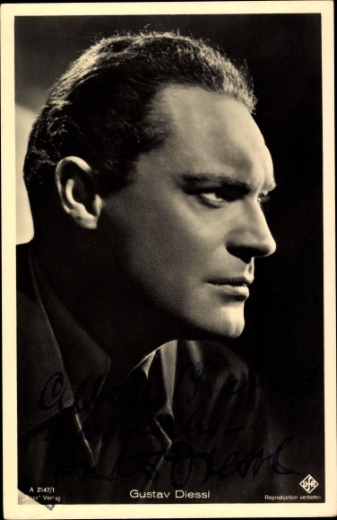 Ak Schauspieler Gustav Diessl, Ufa Film, Ross Verlag A 2547 1, Autogramm