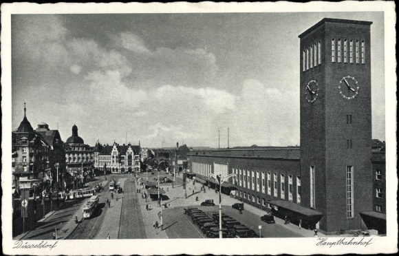 Postcard Dusseldorf am Rhein, main station