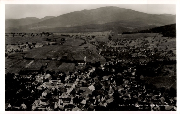 Postcard Auggen in Baden, aerial photograph