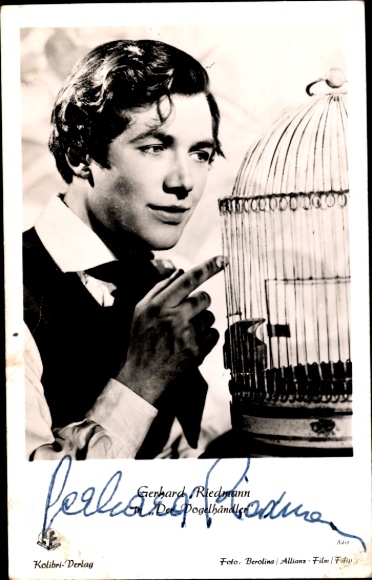 Ak Schauspieler Gerhard Riedmann, Portrait, Autogramm,  in Der Vogelhändler