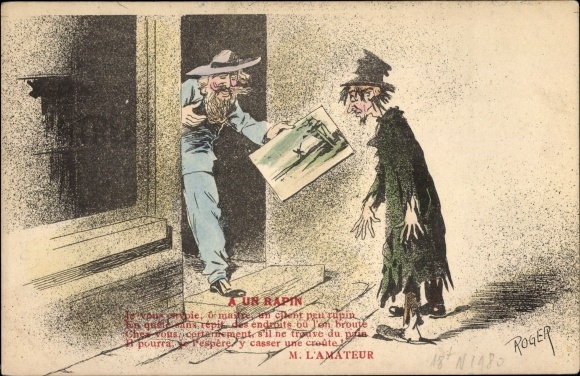 Künstler Ak Roger, A un Rapin, M. L'Amateur, Maler, Bettler, Gemälde