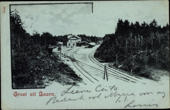 Postcard Baarn Utrecht Netherlands, railway station, tracks