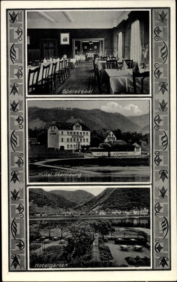 Ak Loef Brodenbach an der Terrassenmosel, Hotel Sternburg, Inh. F.P. Kranz, Hotelgarten