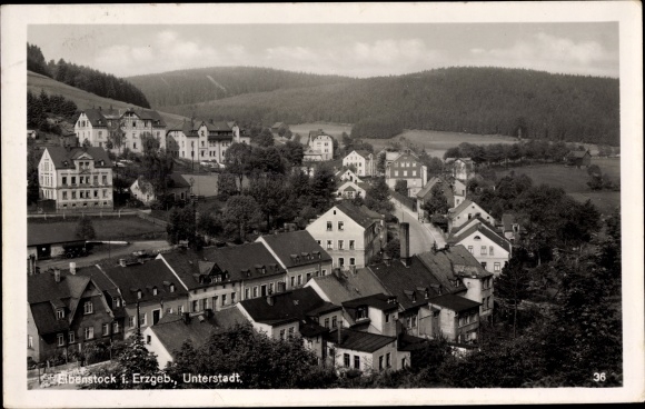 Postcard Eibenstock in the Ore Mountains of Saxony, lower town