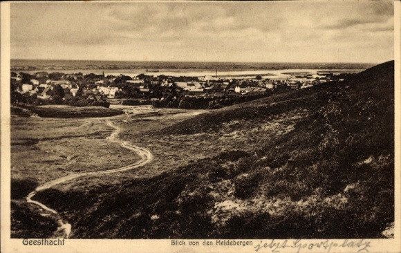 Postcard Geesthacht on the Elbe, view from the Heideberge