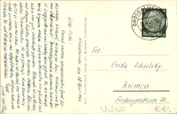 Postcard Großalmerode in Hesse, market square, town hall