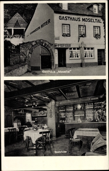 Ak Brodenbach an der Mosel, Gasthaus Moseltal, Zum schwarzen Ritter, Innenansicht