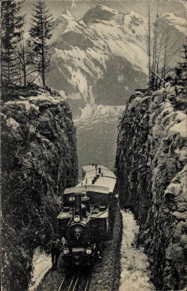 Postcard Switzerland, Brünigbahn, pass summit