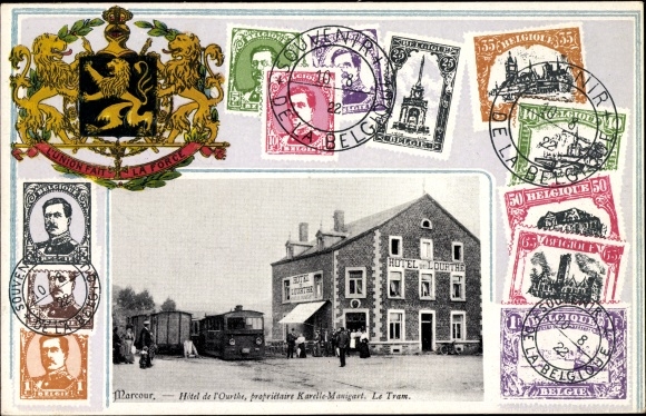 Stamp Postcard Marcourt Rendeux Wallonia Luxembourg, Hôtel de l&#39;Ourthe, Propr. Karl Manigart