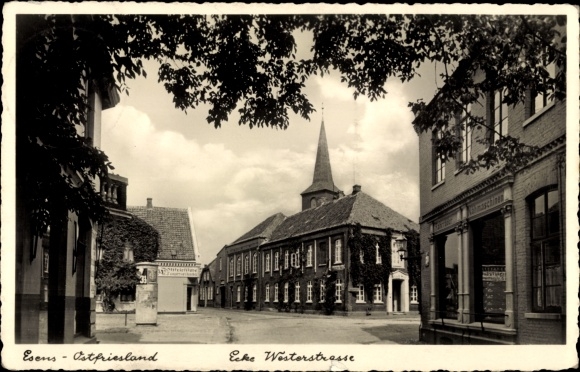 Postcard Esens in Ostfriesland, at the corner of Westerstraße