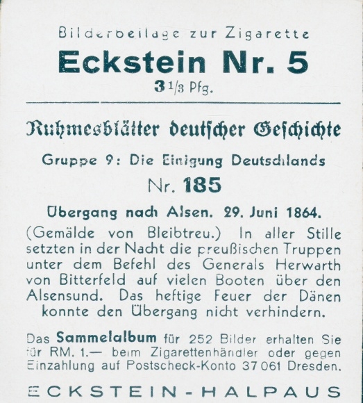 Collecting picture glorious sheets of German history No. 185, unification of Germany, Alsen 1864, Bleibtreu