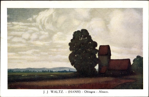Künstler Ak Hansi / Jean Jacques Waltz, Oltingen Haut Rhin, Kirche