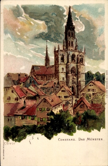 Artist Chromo-Litho Biese, C., Konstanz am Bodensee, Münster
