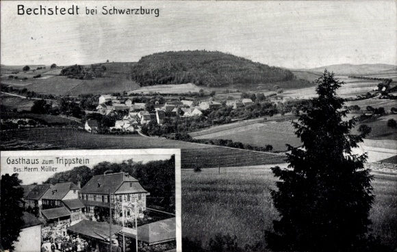 Postcard Bechstedt in Thuringia, general view, Gasthaus zum Trippstein, owner Herm. Müller