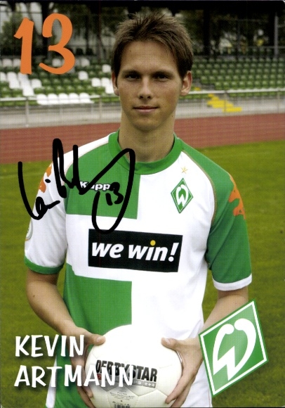Autogrammkarte Fußballer Kevin Artmann, Werder Bremen, Autogramm