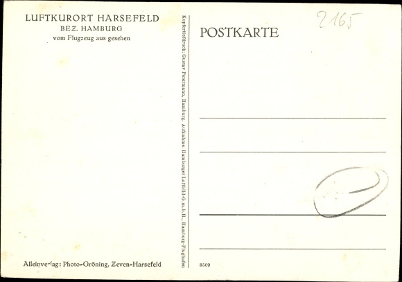 Postcard Harsefeld in Lower Saxony, district of Hamburg, seen from the plane