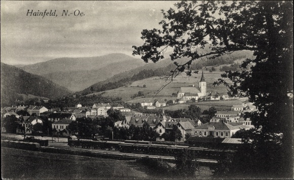 PC Hainfeld in Lower Austria, view of the town, train station, track side