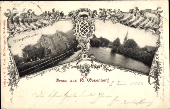 Postcard Klein Wesenberg Schleswig Holstein, boarding school