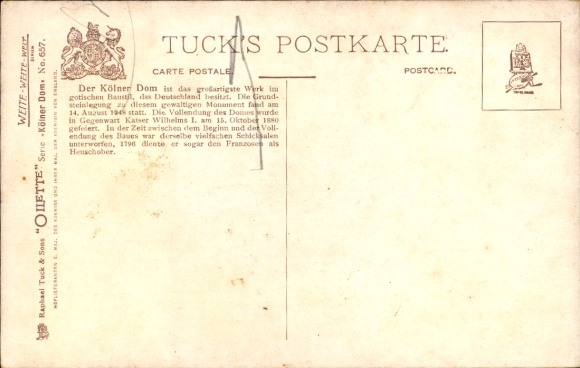 Artist Postcard Flower, Charles E., Cologne on the Rhine, The Cathedral, Oilette, Tuck 656
