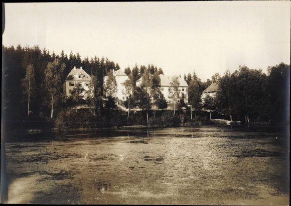 Zdjęcie Bad Sachsa w górach Harz, nad stawem dla koni, około 1920 r
