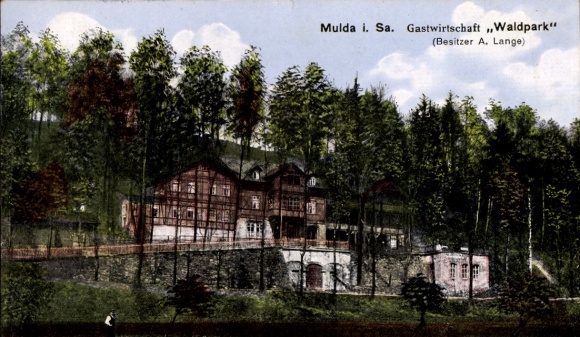 Ak Mulda im Erzgebirge, Gastwirtschaft Waldpark, Inh. A. Lange