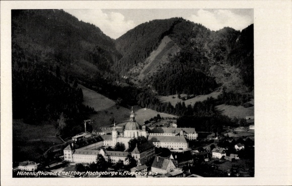 Ak Ettal Oberbayern, Kloster, Benediktinerabtei, Fliegeraufnahme