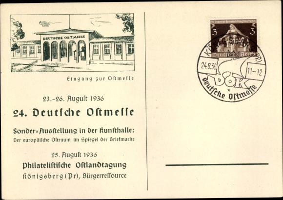 Ak Kaliningrad Königsberg Ostpreußen, 24. Deutsche Ostmesse 1936, Eingang zur Ostmesse