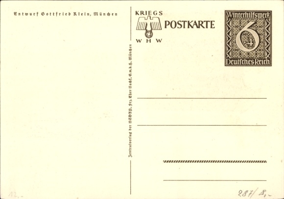 Postwaardestukkunstenaar Ak Klein, Gottfried, Danzig is Duits, WHW