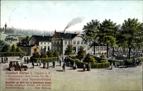 PC Perlas faithful in Vogtland Saxony, Perlas summer resort, car, carriage