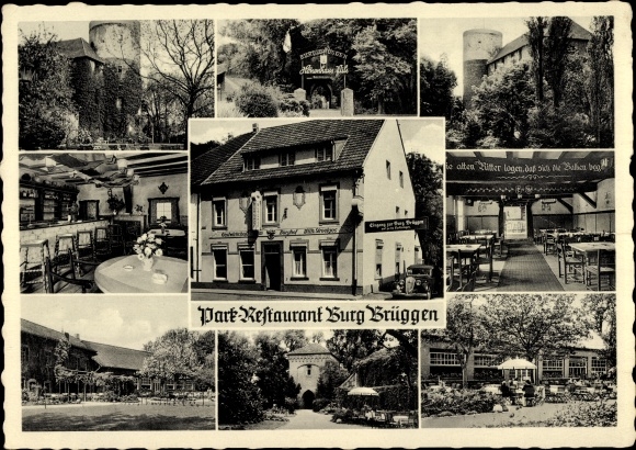 Ak Brüggen in Nordrhein Westfalen, Park Restaurant Burg Brüggen, Bes. Wilh. Stroetges, Wasserburg