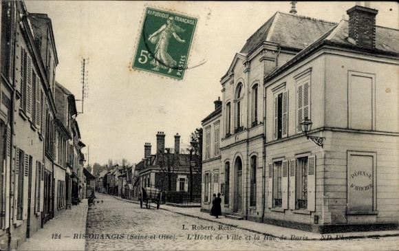 Ak Ris Orangis Essonne, Hotel de Ville, Rue de Paris