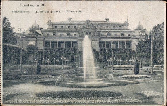 Ak Frankfurt am Main, Oberschweinstiege,  Palmengarten, Garten mit Brunnen, Pflanzen
