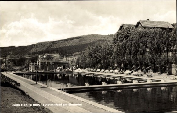 Postcard Zella Mehlis in the Thuringian Forest, swimming pool at Einsiedel