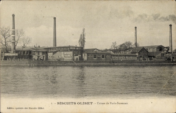 CPA Suresnes Hauts-de-Seine, Usines Biscuits Olibet