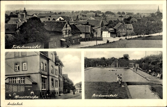 PC Anderbeck Huy Saxony Anhalt, main street, bathing establishment, total view