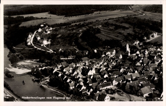 Ak Neckartenzlingen Baden Württemberg, Fliegeraufnahme