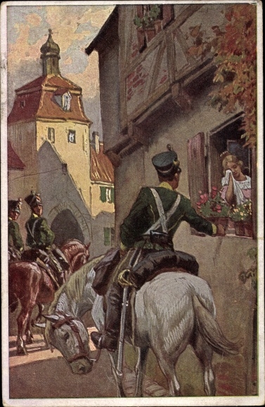 Artist PC Hey, Paul, folk song card No. 27, Three riders rode out of the gate, Novitas 20739