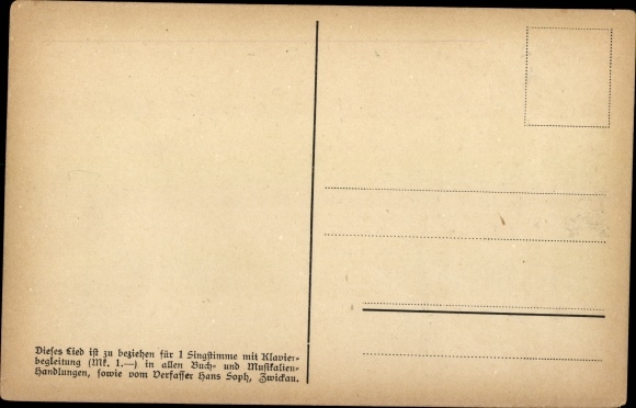 Song Postcard Soph, Hans, Da Zipp, Ore Mountain dialect No. 4, Vogel